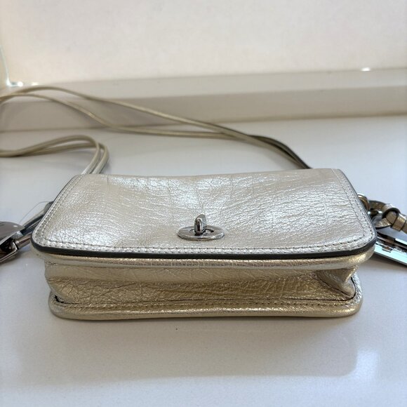 Coach Legacy Metallic Leather Penny Shoulder Bag Purse Crossbody 19908 Champagne - Picture 8 of 11